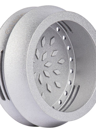 Top angle view of the ONMO HMD Silver, displaying the diamond-profiled interior for optimal airflow.