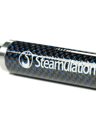 Close-up of Steamulation Carbon Mouthpiece in blue finish.
