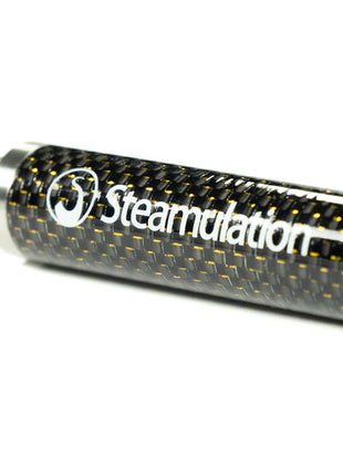 Close-up of Steamulation Carbon Mouthpiece in gold finish.
