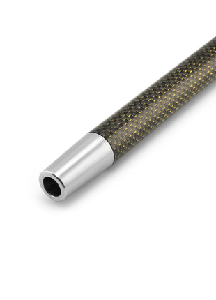 Close-up of the mouthpiece tip in gold finish.
