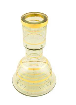 Another perspective of the glass base with gold embellishments