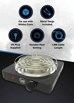 320° - 320º Electric Charcoal Burner Set: 1000W with Grid & Tongs - The Premium Way