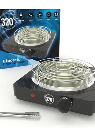 320° - 320º Electric Charcoal Burner Set: 1000W with Grid & Tongs - The Premium Way