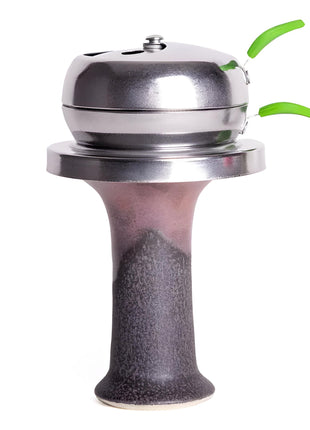 AOT Provost 3 Heat Controller placed on a hookah bowl, demonstrating its secure fit and ease of use.